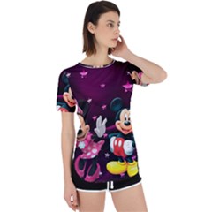 Cartoons, Disney, Mickey Mouse, Minnie Perpetual Short Sleeve T-shirt by nateshop