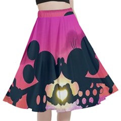 Mickey And Minnie, Mouse, Disney, Cartoon, Love A-line Full Circle Midi Skirt With Pocket by nateshop