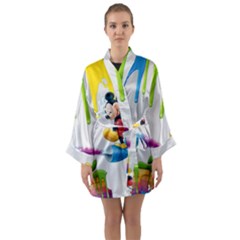 Mickey Mouse, Apple Iphone, Disney, Logo Long Sleeve Satin Kimono by nateshop