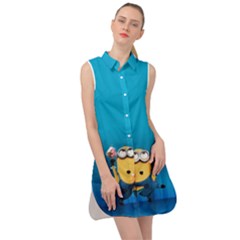 Minions, Blue, Cartoon, Cute, Friends Sleeveless Shirt Dress by nateshop