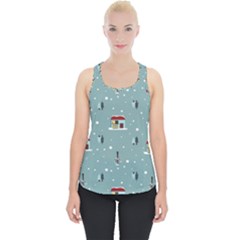 Seamless Pattern With Festive Christmas Houses Trees In Snow And Snowflakes Piece Up Tank Top by Grandong