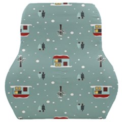 Seamless Pattern With Festive Christmas Houses Trees In Snow And Snowflakes Car Seat Back Cushion  by Grandong