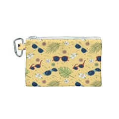 Seamless Pattern Of Sunglasses Tropical Leaves And Flower Canvas Cosmetic Bag (small) by Grandong