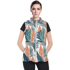 Colorful Tropical Leaf Women s Puffer Vest by Jack14