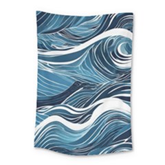 Abstract Blue Ocean Wave Small Tapestry by Jack14