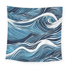 Abstract Blue Ocean Wave Square Tapestry (large) by Jack14