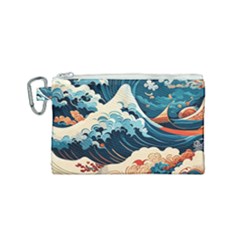 Wave Pattern Canvas Cosmetic Bag (small) by Valentinaart
