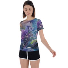 Abstract Blossoms  Back Circle Cutout Sports T-shirt by Internationalstore