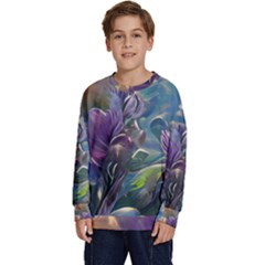 Abstract Blossoms  Kids  Crewneck Sweatshirt by Internationalstore