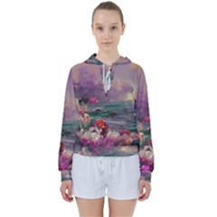 Abstract Flowers  Women s Tie Up Sweat by Internationalstore