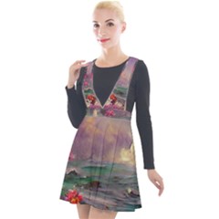 Abstract Flowers  Plunge Pinafore Velour Dress by Internationalstore