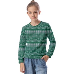 Christmas Knit Digital Kids  Long Sleeve T-shirt With Frill 