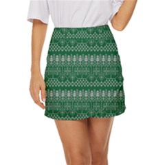 Christmas Knit Digital Mini Front Wrap Skirt