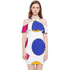 Circles Seamless Pattern Tileable Shoulder Frill Bodycon Summer Dress