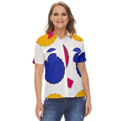 Circles Seamless Pattern Tileable Women s Short Sleeve Double Pocket Shirt