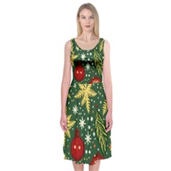 Christmas Pattern Midi Sleeveless Dress by Valentinaart