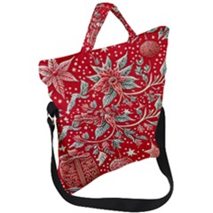 Christmas Pattern Fold Over Handle Tote Bag by Valentinaart