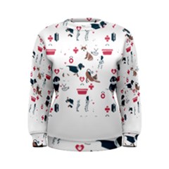 Veterinarian Gift T- Shirt Veterinary Medicine, Happy And Healthy Friends    Pattern    Coral Backgr Women s Sweatshirt by ZUXUMI