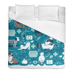 Veterinarian Medicine T- Shirt Veterinary Medicine, Happy And Healthy Friends    Turquoise Backgroun Duvet Cover (full/ Double Size) by ZUXUMI