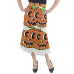 Vintage Halloween Pumpkin T- Shirt Vintage Halloween Pumpkin T- Shirt Midi Mermaid Skirt by ZUXUMI