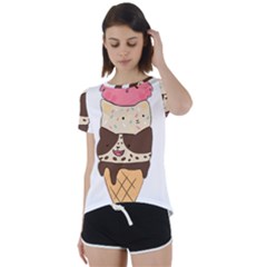 Cat Ice Cream T- Shirt Cute Cat Cream Cone T- Shirt Yoga Reflexion Pose T- Shirtyoga Reflexion Pose T- Shirt Short Sleeve Open Back T-shirt by hizuto