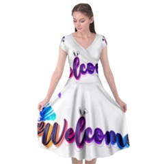 Arts Cap Sleeve Wrap Front Dress by Internationalstore