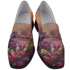 Floral Blossoms  Women s Chunky Heel Loafers by Internationalstore
