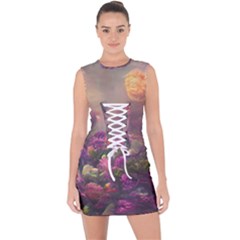 Floral Blossoms  Lace Up Front Bodycon Dress by Internationalstore