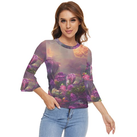 Floral Blossoms  Bell Sleeve Top by Internationalstore