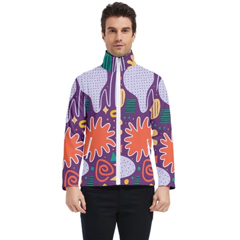 Colorful Shapes On A Purple Background Men s Bomber Jacket by LalyLauraFLM