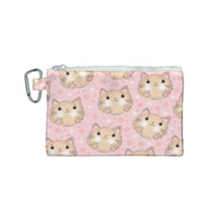 Cat Pattern Pink Cartoon Canvas Cosmetic Bag (small) by Pakjumat