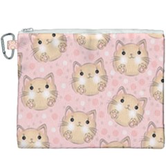 Cat Pattern Pink Cartoon Canvas Cosmetic Bag (xxxl) by Pakjumat