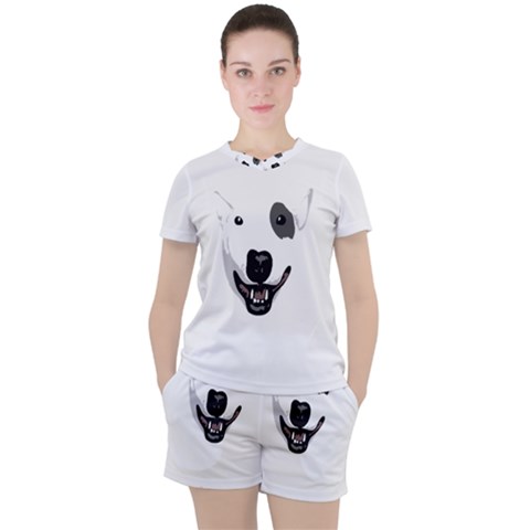 Bull Terrier T- Shirt White Look Calm Bull Terrier 23 T- Shirt Women s T-shirt And Shorts Set by EnriqueJohnson