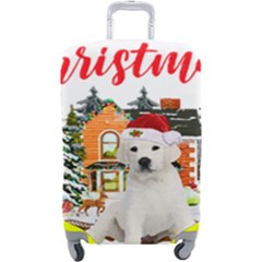 White Labrador Santa Merry T- Shirt Red Winter Christmas Hat House White Labrador  Santa Merry T- Sh Luggage Cover (large) by ZUXUMI