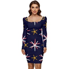 Starfish Women Long Sleeve Ruched Stretch Jersey Dress