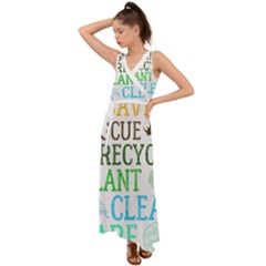 Earth Day Everyday T- Shirt Save Bees Rescue Animals Recycle Plastic Earth Day T- Shirt V-neck Chiffon Maxi Dress by ZUXUMI