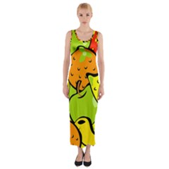 Fruit Food Wallpaper Fitted Maxi Dress by Dutashop