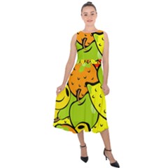 Fruit Food Wallpaper Midi Tie-back Chiffon Dress