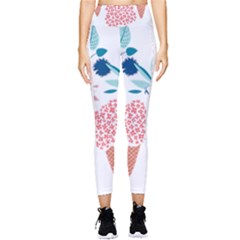 Flowers And Leaves T- Shirt Midsummer I Scream Flower Cones    Print    Pink Coral Aqua And Teal Flo Pocket Leggings  by ZUXUMI