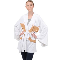 Pomeranian T-shirtwhite Look Calm Pomeranian 13 T-shirt Long Sleeve Velvet Kimono  by EnriqueJohnson