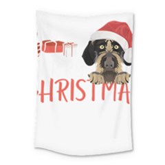 German Wirehaired Pointer T- Shirt German Wirehaired Pointer Merry Christmas T- Shirt (3) Small Tapestry by ZUXUMI