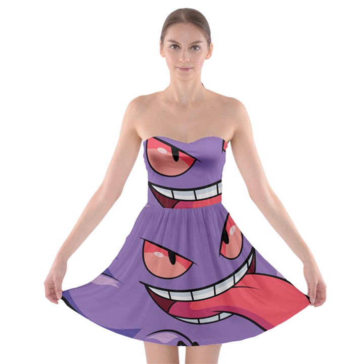 Purple Funny Monster Strapless Bra Top Dress