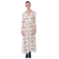 Christmas Shading Festivals Floral Pattern Button Up Maxi Dress by Sarkoni
