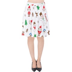 Christmas Santa Claus Pattern Velvet High Waist Skirt by Sarkoni