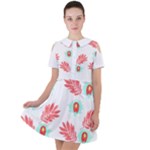 Batik T- Shirt Batik Flowers Pattern 17 Short Sleeve Shoulder Cut Out Dress 