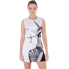 Funny Statue Of Liberty Parody Lace Up Front Bodycon Dress by Sarkoni