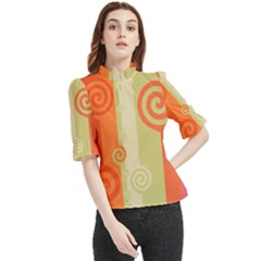 Ring Kringel Background Abstract Red Frill Neck Blouse
