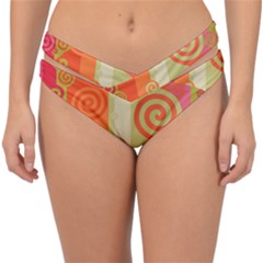 Ring Kringel Background Abstract Red Double Strap Halter Bikini Bottoms
