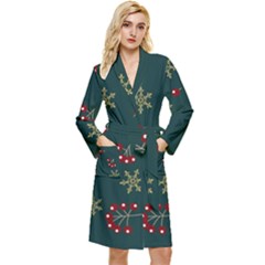 Christmas Festive Season Background Long Sleeve Velvet Robe by uniart180623
