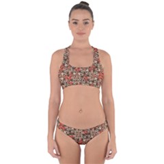 Red Blossom Harmony Pattern Design Cross Back Hipster Bikini Set by dflcprintsclothing